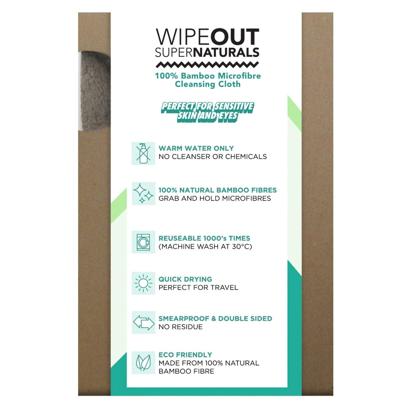 Magnitone London WipeOut Extraordinary 100% Bamboo MicroFibe Super Natural Cleansing Cloth, Grey - 40cm x 17cm each - Pack of 2