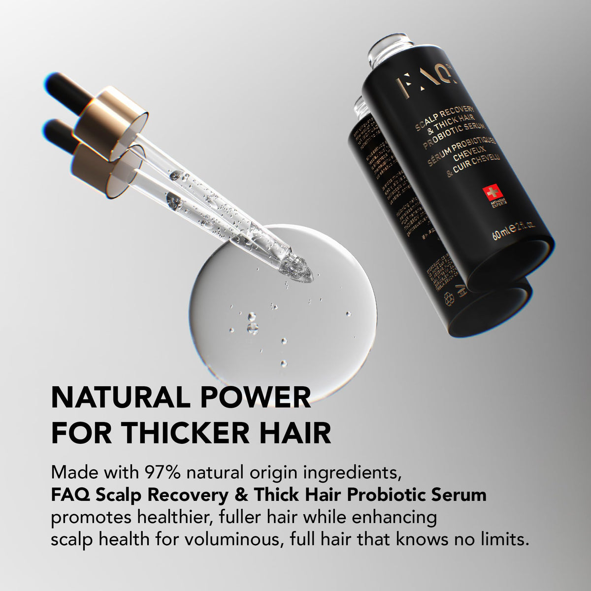 FAQ Scalp Recovery & Thick Hair Probiotic Serum with Red Clover Extract and Centella Asiatica - Repair Treatment - Thickening Serum for Growth