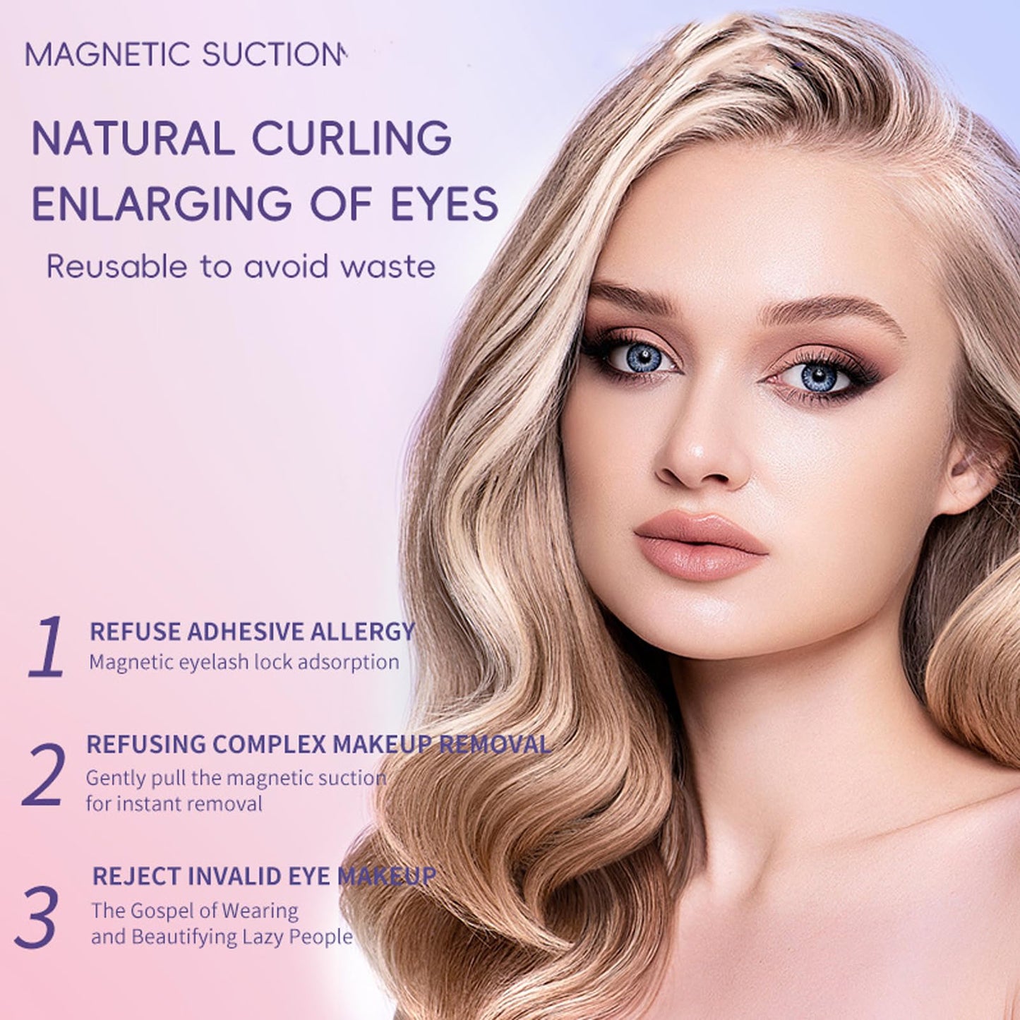 EONFAVE Magnetic Eyelashes Natural Look - Magnetic Lashes No Glue or Eyeliner Needed - Magnetic False Eyelashes with Applicator - Natural Look Reusable Magnetic Eyelashes - Easy to Wear and Remove