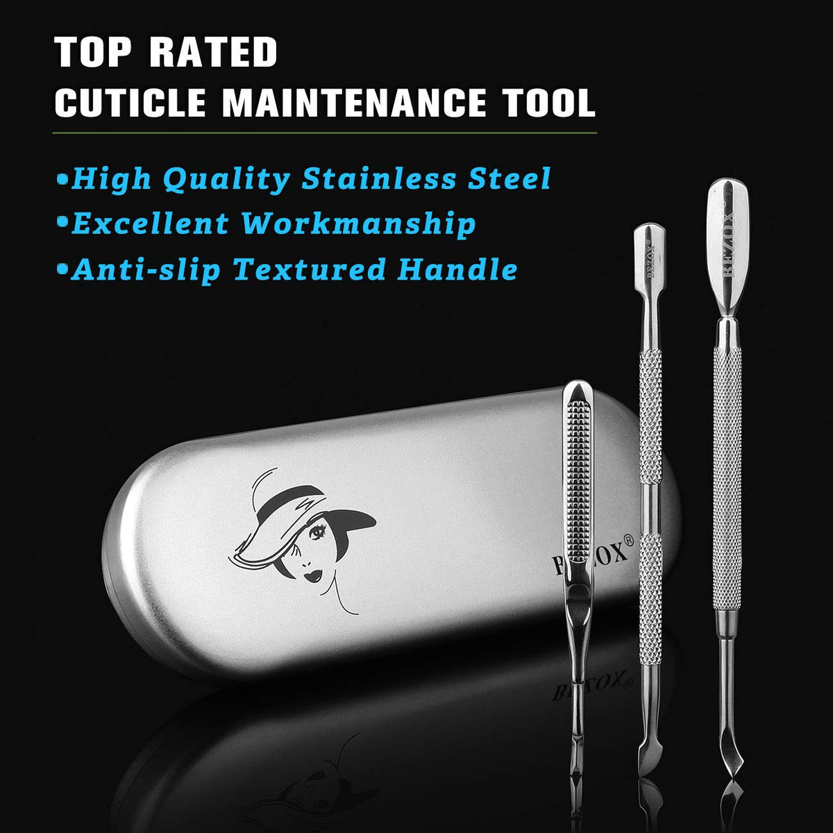 BEZOX Professional Cuticle Pusher 3pcs, Premium Stainless Steel Cuticle Trimmer UV Gel Polish Remover - Cuticle Removal Fork Nail Art cleaner Trimmer