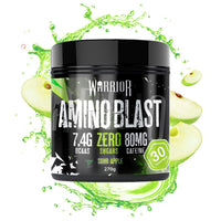 Warrior Amino Blast BCAA Powder 270g – Fruit Salad Flavour, BCAA Supplement for Muscle Recovery, Energy, Endurance, Hydration, Pre & Post Workout Nutrition - Sour Apple