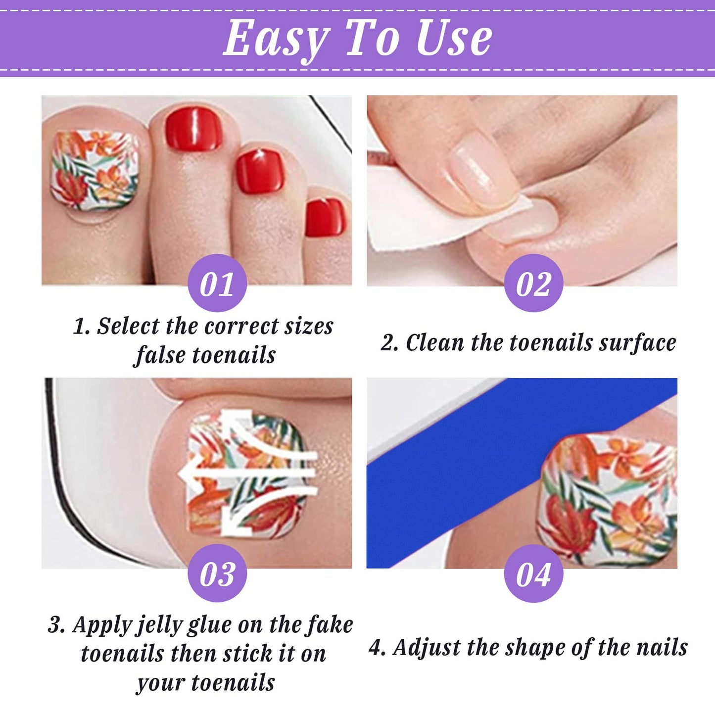 Ceboic 24Pcs Press on Toenails Short Square, 12 Sizes French Nude Pink Stick on Toenails, Full Cover False Toe Nails with Yellow Flowers Design, Artificial Natural Fake Toe Nails for Women and Girls