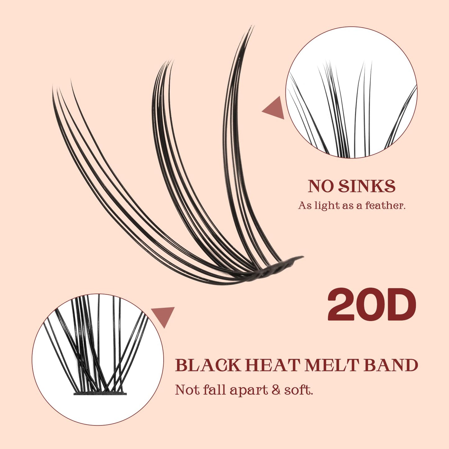 Higu clace 320PCS Lash Clusters D Curl 10D+20D 0.07/0.10mm 9-16mm DIY Individual Lashes Cluster Wispy Lash Clusters Matte Black Natural Look DIY Eyelashes at Home (10D+20D 0.07/0.10D-9-16MIX)