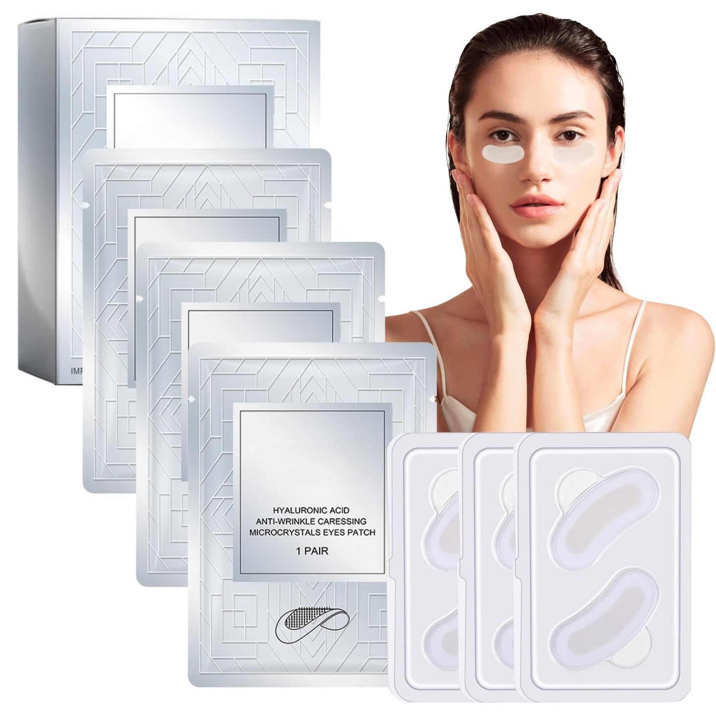 Cureluxe Pack of 3 Micro Needle Patches - Dissolving Microneedle Eye Patches with Vitamin E,Collagen,Hyaluronic Acid - Anti-Wrinkle Microneedle Patches - Collagen Eye Patches for Dark Circles & Puffy Eyes