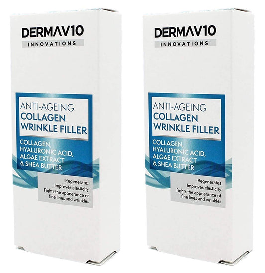 Derma V10 Anti-Ageing Collagen Wrinkle Filler With Hyalauronic Acid, Algae Extract & Shea Butter (2 Pack)