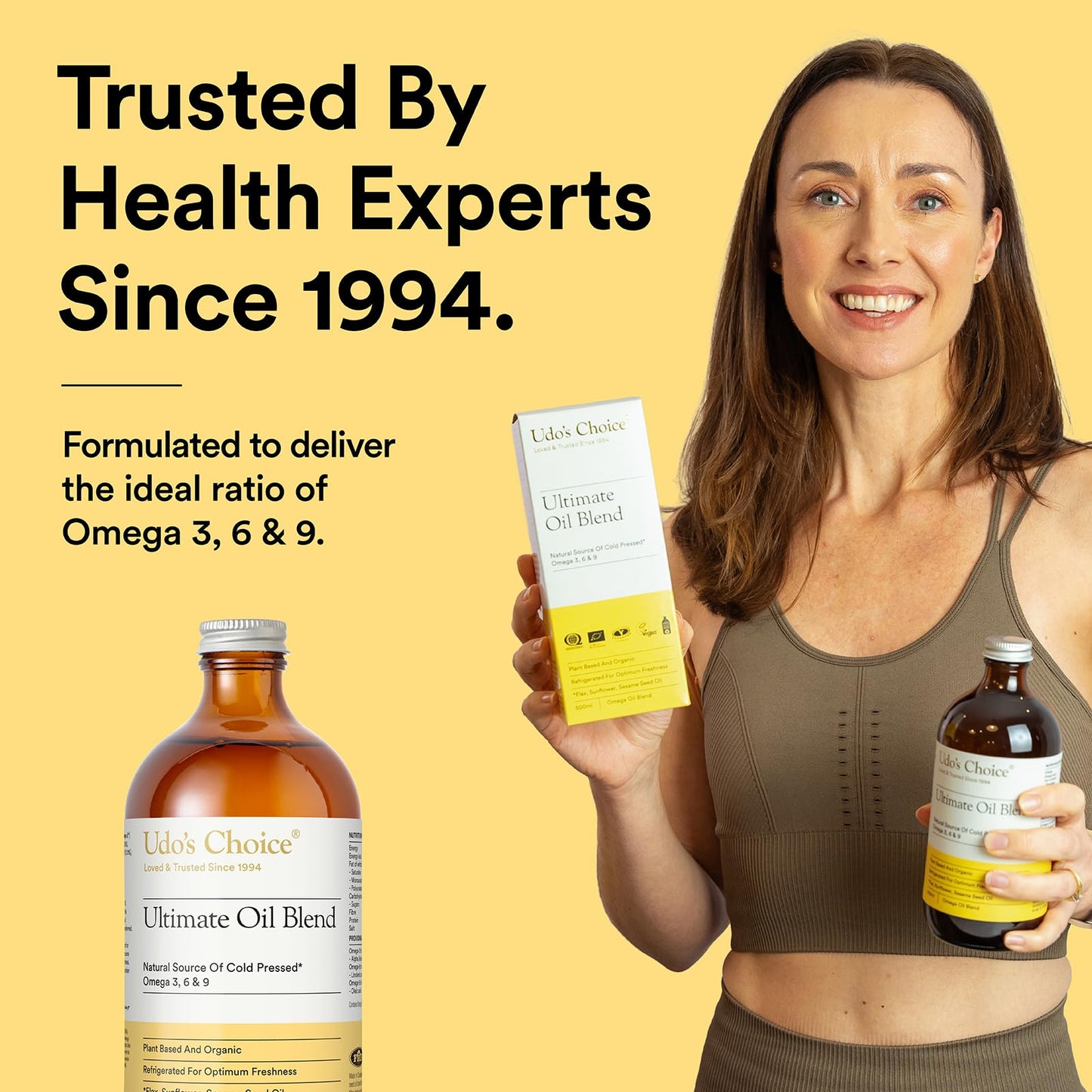 Premium Natural Source of Vegan Omega 3, 6 & 9 – Udo's Choice Ultimate Oil Blend - Cold Pressed – Plant-Based – Unprocessed – Supports Optimum Health – 250ml