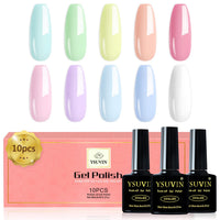 Yueshop 10pcs x 8ml Nail Gel Polish Macaron Candy Pastel Series Set 10 Colors Blue Pink Green Yellow White Soak off UV/LED Gel Nail Polish Long Lasting Gel Varnish Manicure (Pastel Candy)