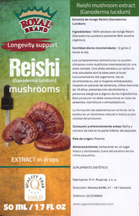 Royal Brand Reishi Mushroom Supplement/Our Reishi Mushroom Extract Promotes Longevity / Reishi Mushroom Tincture - 50ml / 1.7 Fl Oz