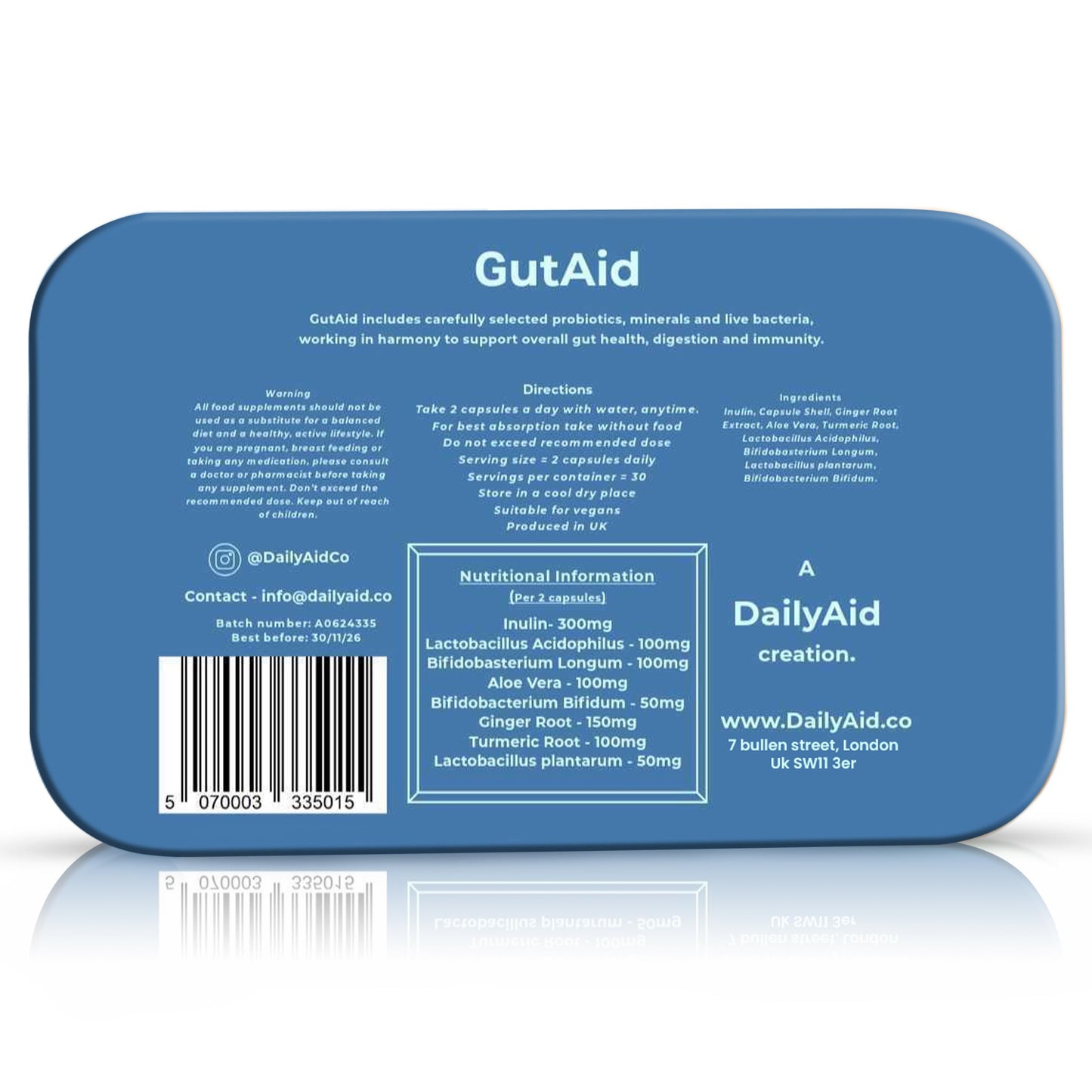 DailyAid Gut Aid Probiotics for Gut Health - Bio Cultures Complex Prebiotics for Bloating Relief & Immune Support | 67.5 Billion CFUs Vegan Gut Health Supplements to Support Microbiome and Digestion