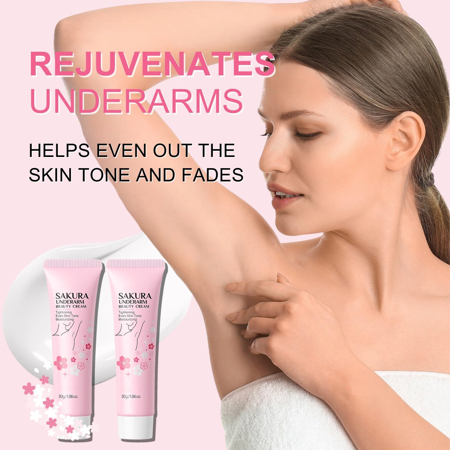 TBeautfave Underarm Brightening Cream, Skin Bleaching Creams, Skin Brightening Cream for Armpits/Knees/Inner Thighs/Intimate Areas, Vitamin C+Alpha-Arbutin+Niacinamide Body Lotion, 2PCS