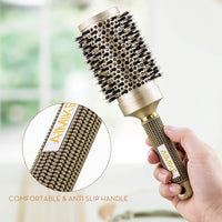 AIMIKE Round Brush, Nano Thermal Ceramic & Ionic Tech Hair Brush, Small Round Barrel Brush with Boar Bristles for Blow Drying, Styling, Curling and Shine (2.4 inch, Barrel 1.3 inch) + 4 Free Clips