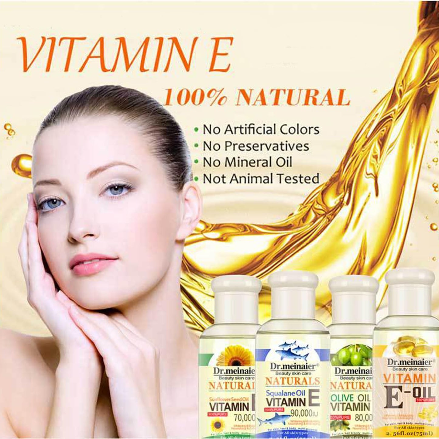 DMQ Olive Vitamin E Skin Oil,Anti Aging Face Oil and Serum,Antioxidant Face Massage Oil,Face&Body,Vitamin E Body Oil for Dry Skin,Smooth Skin Tone & Relieve Itchy Skin,Hydrating Body Oil Moisturiser-75ML