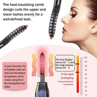 Mokeum Heated Eyelash Curler, USB Rechargeable Eyelash Curler, 2 Gear Temperature Control with LED Display Mini Lash Curler for Women Girls Quick Heating Curling (Black)