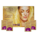 Lotus Herbals Radiant Gold Facial Kit For Instant Glow With 24K Pure Gold & Papaya,4 Easy Steps (Single Use)