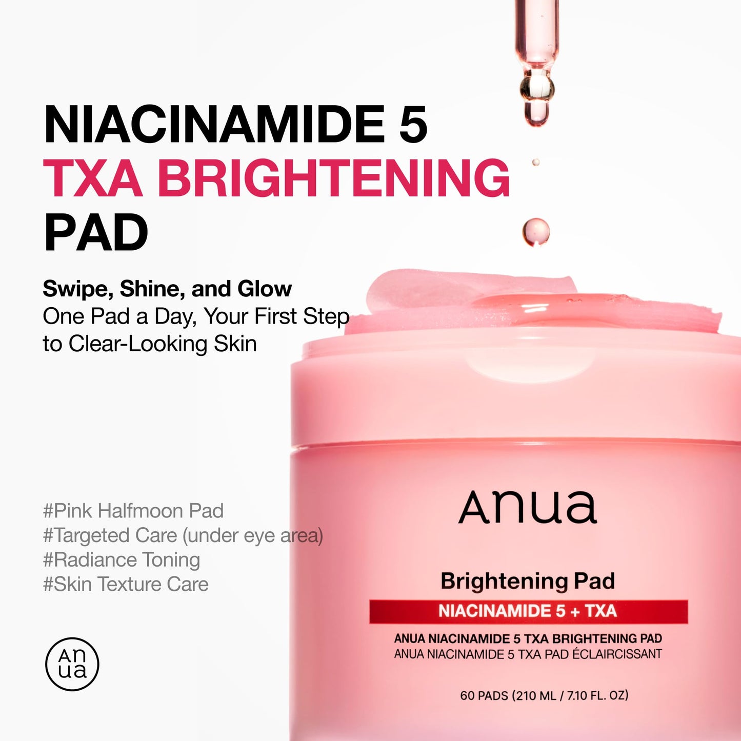 ANUA Anua Niacinamide 5 TXA Toner Pads – Hydrating Facial Care for Even-Looking Skin Tone & Daily Radiance Care (210ml, 60 Pads)