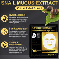 FuyunCo Advanced Snail Mucin Glass Glow Hydrogel Face Masks,Snail Mucin Hydrating Face Masks 4pcs,Deep Moisturizing Overnight Face Mask,Rejuvinating Glass Skin Face Mask,Collagen Face mask for Anti Aging