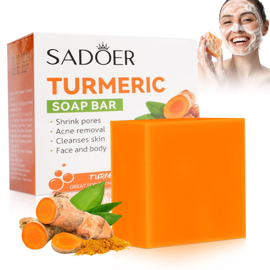 Sophtaigt Turmeric Soap Natural Turmeric Soap Bar For Acne Removal,Pores Shrink,Deep Cleaning Moisturizing Erase Fine Lines,Firming