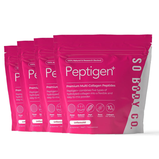 So Body Co SoBodyCo Premium Collagen Supplements for Women & Men, 5 Types of Collagen Powder, Peptigen, Collagen Peptides, Marine Collagen, Hydrolysate Powder, Multi-Collagen, 120 Days Supply, Peptigen