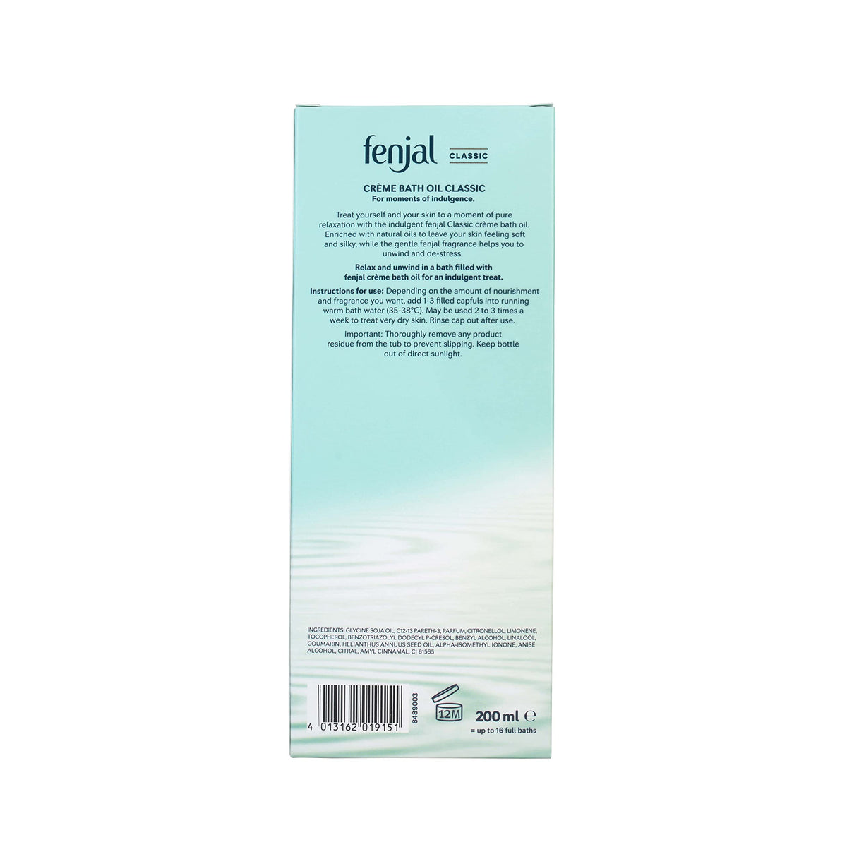 Fenjal FENJAL Classic Luxury Creme Bath Oil - 200ml |Cleanses and Nourishes Your Skin