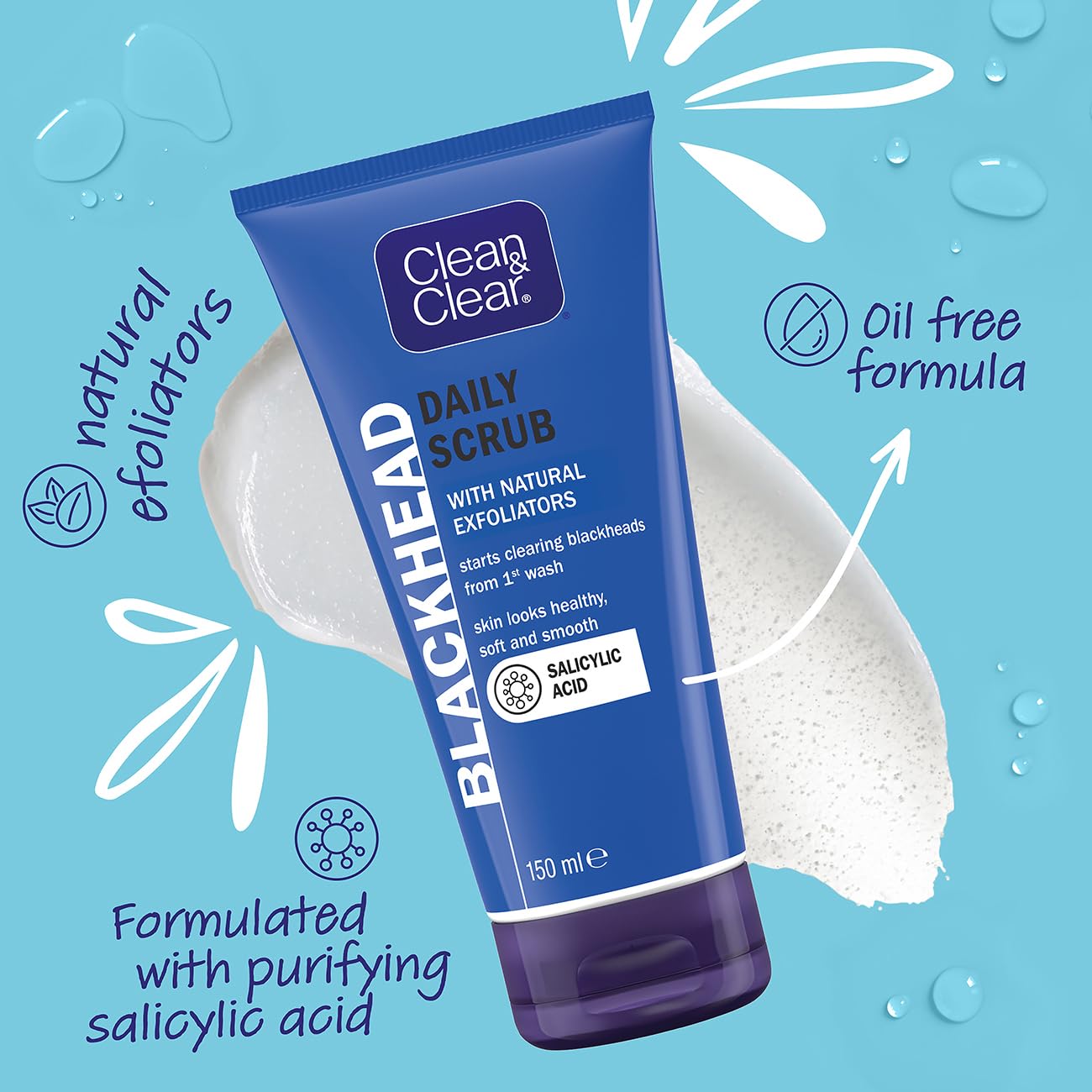 Clean & Clear Blackhead Clearing Daily Scrub, 150 ml