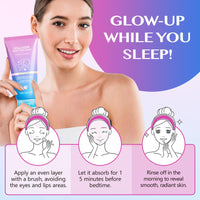 CFHQXSZ Collagen Night Wrapping Mask, Collagen Overnight Peel-Off Mask, Overnight Wrapping Peel Off Face Masks with Brush, Elasticity & Hydration Overnight Wrapping Peel Off Facial Mask