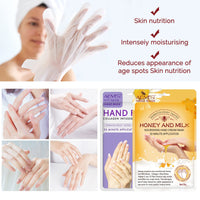 CCKULOOB Hand Mask, 4 Pairs Moisturizing Hand Mask Hand Skin Repair Renew Mask that Enriched with Collagen, Shea Butter, and Vitamin-E to Revive Dry, Rough and Cracked Skin (2 Lavender +2 Honey)