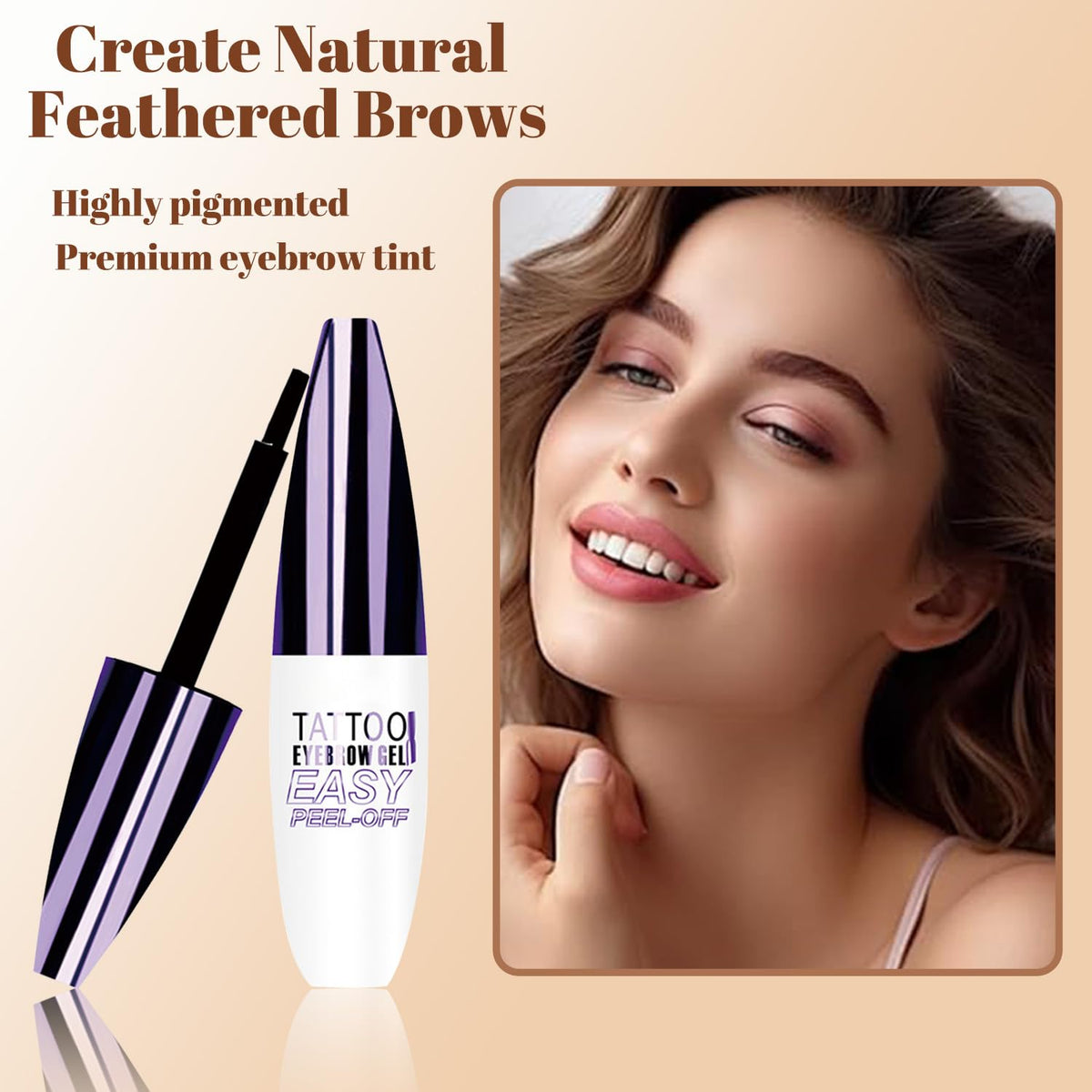 ZoeyShine Natural Colors Peel Off Eyebrow Gel Tint – Waterproof, Smudge-Proof, Long Lasting Up to 3 Days(Light Brown)