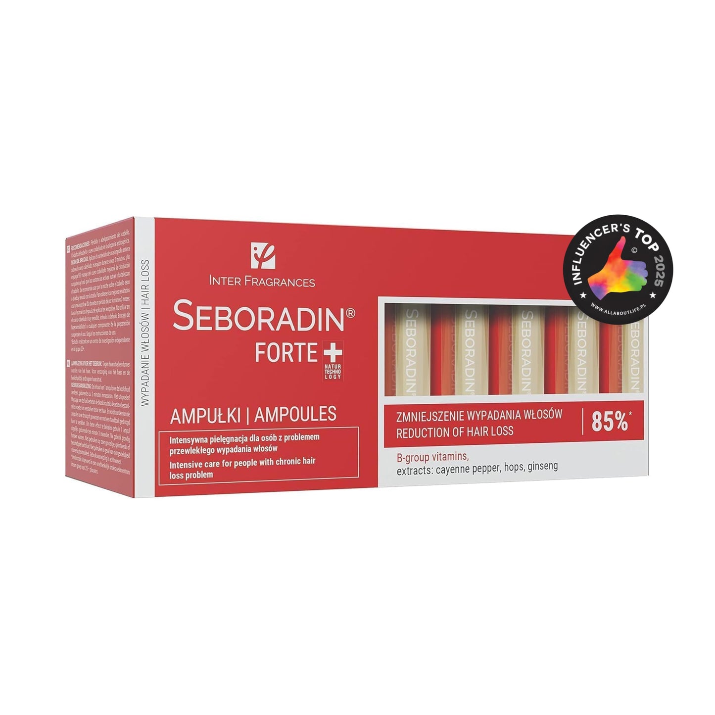 SEBORADIN Seboradin Forte Hair Growth Serum Ampoules 14 x 5,5 ml Anti Hair Loss Serum Chronic Hair Loss and Thinning Treatment Natural Extracts and Vitamins Hair & Scalp Treatment Hair Care & Products