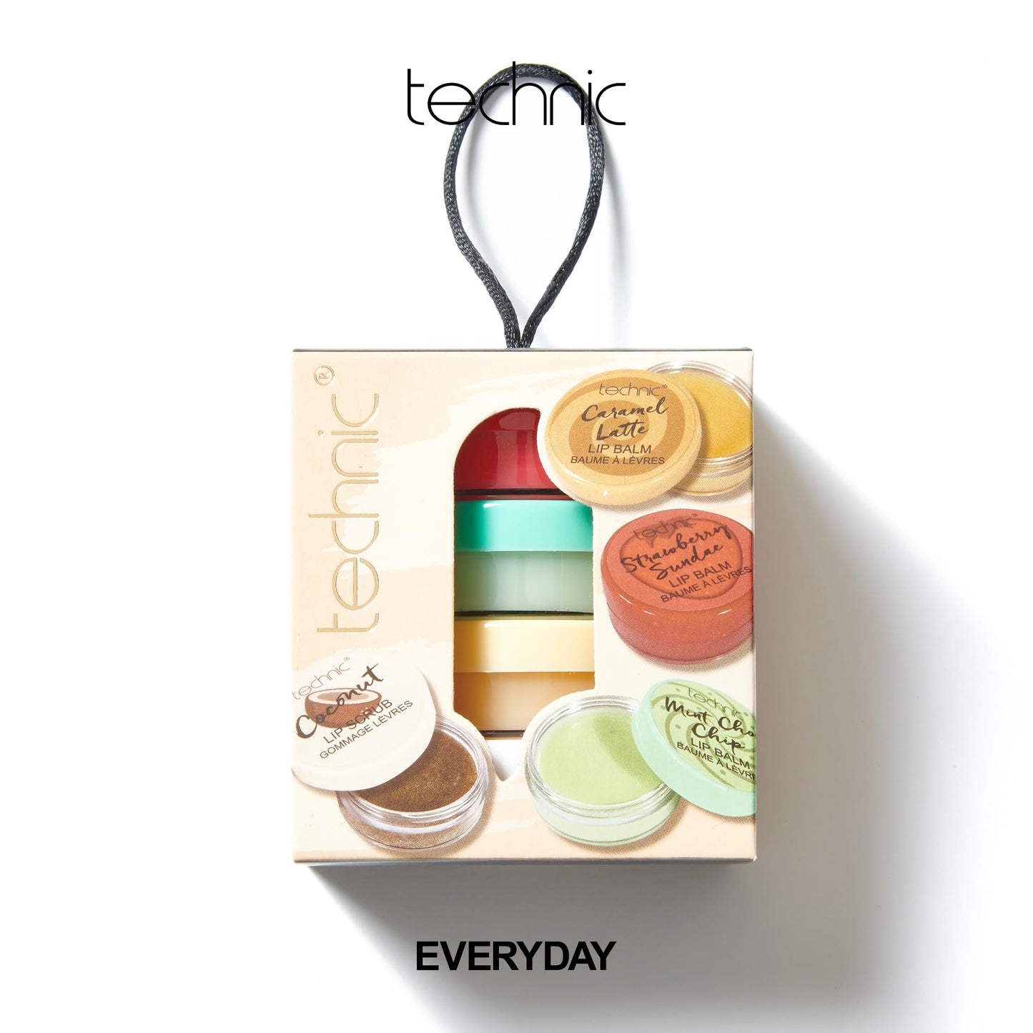 Technic Lip Balm & Scrub 4Pc Gift Set - 4 Flavours - Nourishing Coconut Sugar Scrub Lip Treatment & Softening Lip Balms - Vegan and Cruelty Free