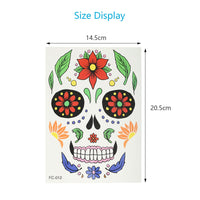 HAMOOM 8 Pack Halloween Face Temporary Tattoos Sugar Skull Floral Skeleton Web Red Roses Face Stickers Day of the Dead Make Up Stickers for Masquerade Carnival Cosplay Party