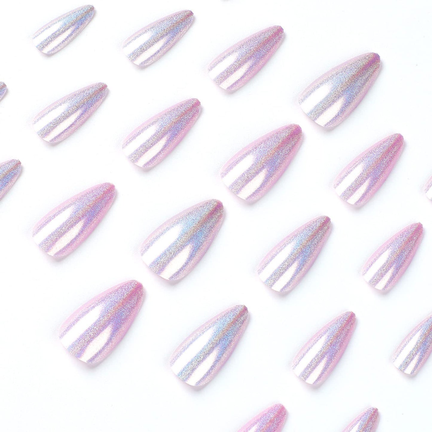 TMUT 24pcs Short Almond False Nails Purple Glitter Stick on Nails Press on Nail Removable Glue-on Full Cover Acrylic Fake Nail Art Accessories for Women