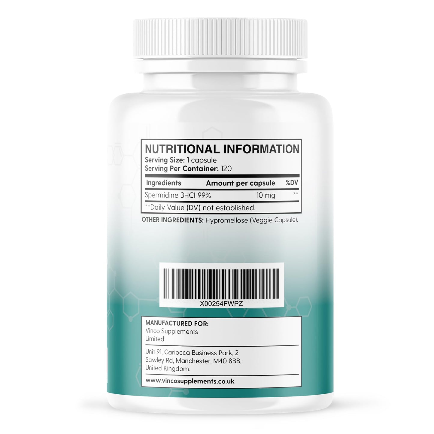 Vinco Supplements Vinco Spermidine Supplement - 10mg x 120 High Strength Spermidine Capsules - 99% Purity - Supports Healthy Ageing & Longevity - Non GMO & Gluten Free - Made in The UK