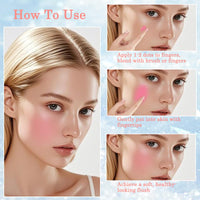 Generic 4 Pcs Jelly Blush Stick, Waterproof & Sweatproof 3-in-1 Multi-Use for Cheeks Lips Eyes, Long-Lasting 12-Hour Hydrating Formula with Hyaluronic Acid, Portable 4-Color Set with Nude (4PCS)