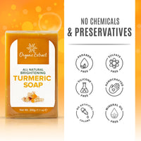 ORGANIC EXTRACT Tumeric Soap - 7.05fl oz / 200g - Skin Brightening Soap Bar - Deeply Moisturizes & Cleanses Skin, Reduces Acne & Dark Spots