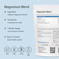 Life Essentials High Strength Magnesium Blend 750mg - 3 in 1 Magnesium Supplements (Glycinate, Citrate, Malate), Muscle Nerve Function, Quality Sleep, Vitality 90 Pure Capsules for Maximum Absorption