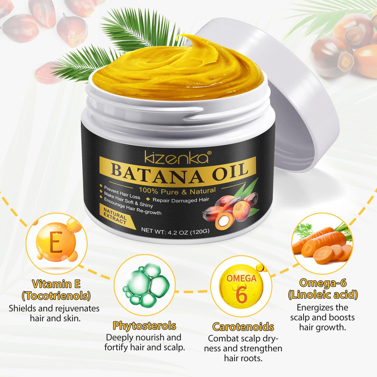 Generic Batana Oil for Hair Growth, 100% Pure Unrefined Batana Promotes Hair thickness, Repairs Damaged Hair & Skin, Reduces Hair Loss, Batana Oil for Healthier Fuller Hair (Black)