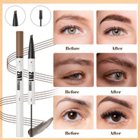 ELALRAU Eyebrow Pencil with Eyebrow Gel, 2-in-1 Microblading Eyebrow Pen and Brow Gel with 4 Fork Tip & Precise Brush-Tip for Fuller-Looking Defined Brows, 24H Wear, Waterproof & Smudge-proof, Brown
