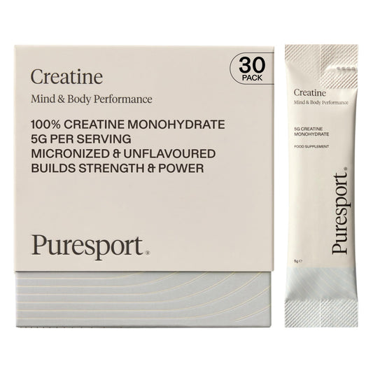Puresport Creatine Monohydrate Powder (30 Sachets), 5g Micronised Unflavoured Creatine Supplement for Women & Men, Improves Strength & Recovery, Informed Sport Certified, Travel-Friendy