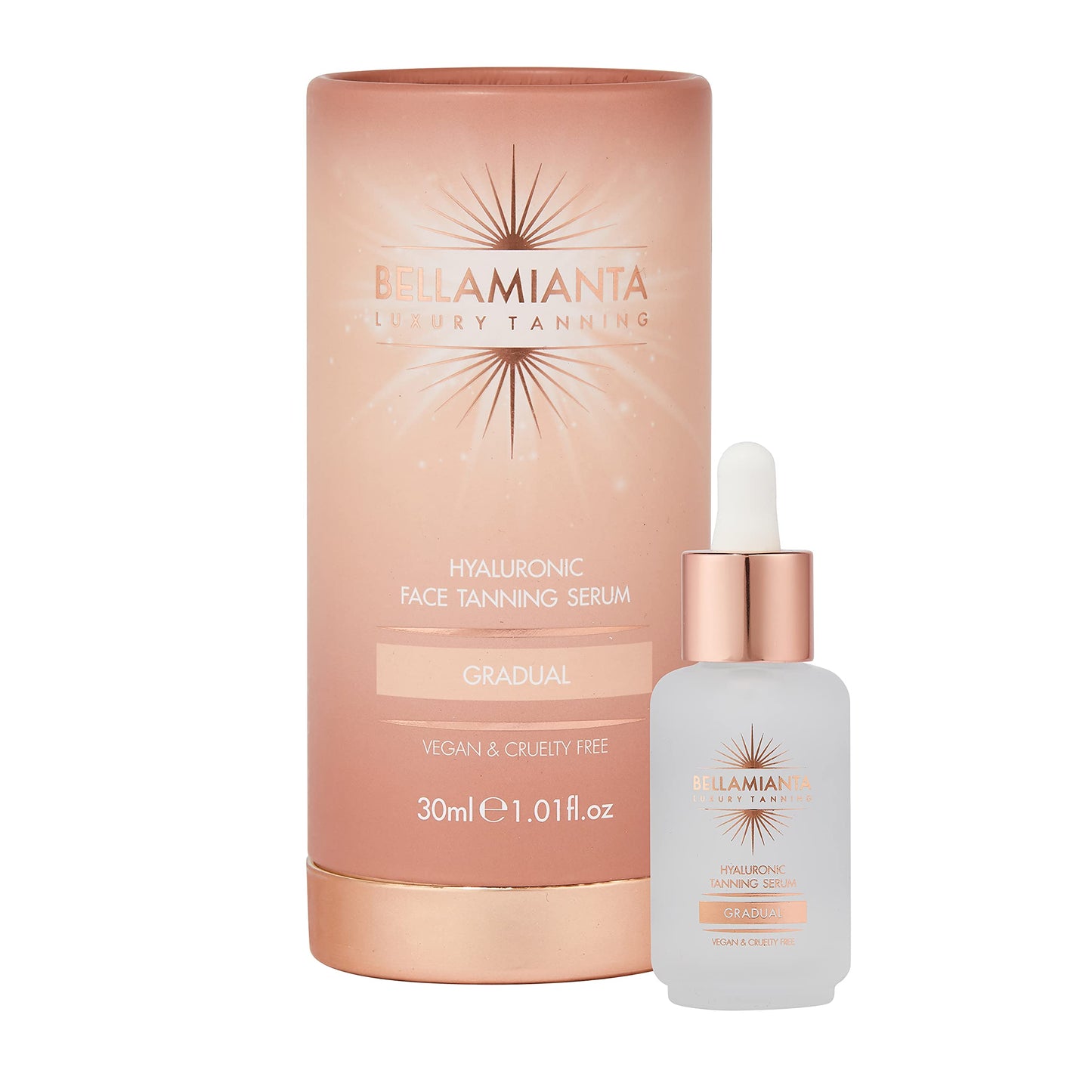 Bellamianta Gradual Hyaluronic Face Tanning Serum - Hydrating, Buildable Tan Serum - Skincare Tanning Bronzing Combo, Nourishes and Enhances Skin Contains Vitamin B, C & E - All Skin Types - 30ml