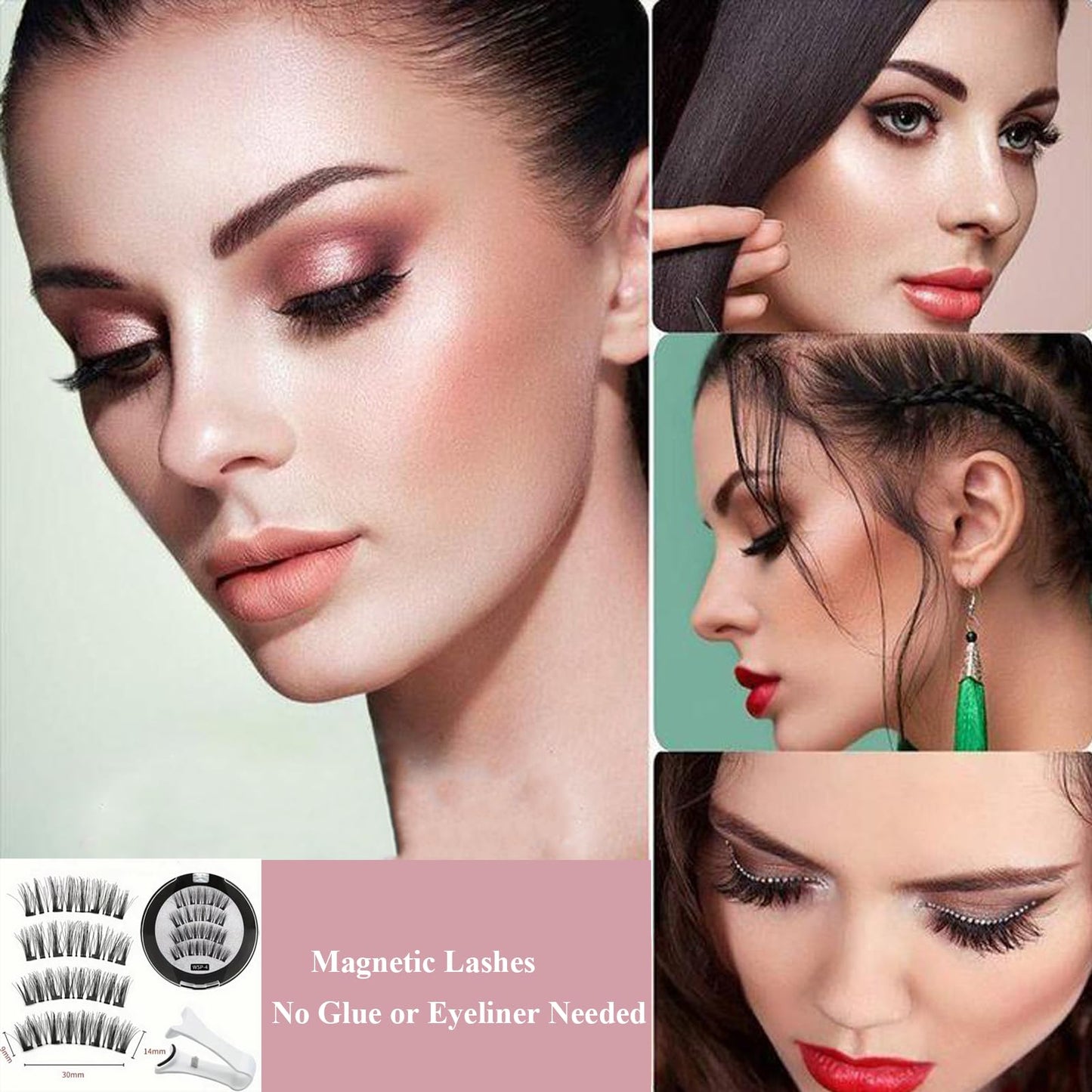 EONFAVE Magnetic Eyelashes Natural Look - Magnetic Lashes No Glue or Eyeliner Needed - Magnetic False Eyelashes with Applicator - Natural Look Reusable Magnetic Eyelashes - Easy to Wear and Remove