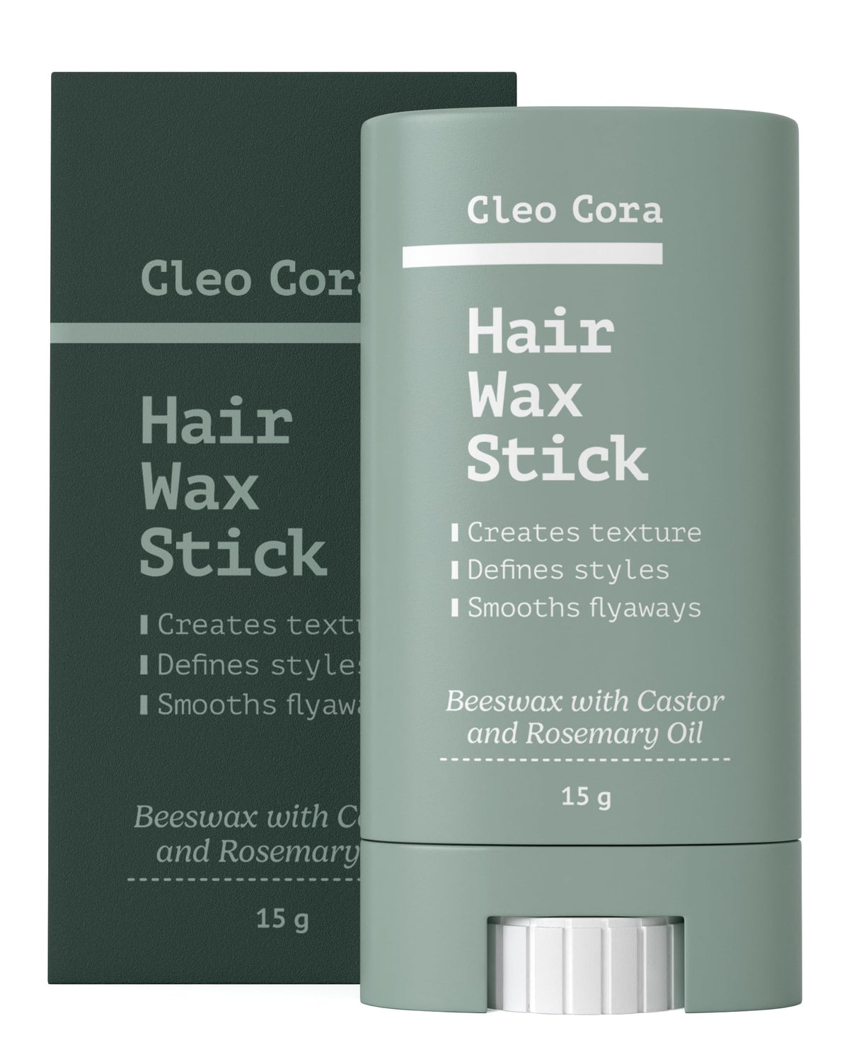Cleo Cora Hair Wax Stick - Styling Wax Stick for Women, Men, Kids - Hair Stick for Flyaways & Frizz with Beeswax, Castor & Rosemary Oil - Creates Texture & Strong Hold for Slick Hair - Non-greasy