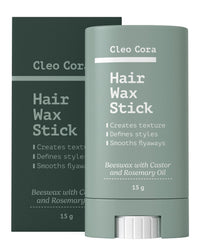 Cleo Cora Hair Wax Stick - Styling Wax Stick for Women, Men, Kids - Hair Stick for Flyaways & Frizz with Beeswax, Castor & Rosemary Oil - Creates Texture & Strong Hold for Slick Hair - Non-greasy