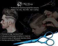 wish beauty,the royal elegance Wishbeauty Professional Hairdressing Scissors - 5.5 inch Hair Scissors for Women & Men - Barber Scissors for Hair Cutting - Sharp Scissor Blades - RightHand Hairdressers Scissors for Salon (Blue)
