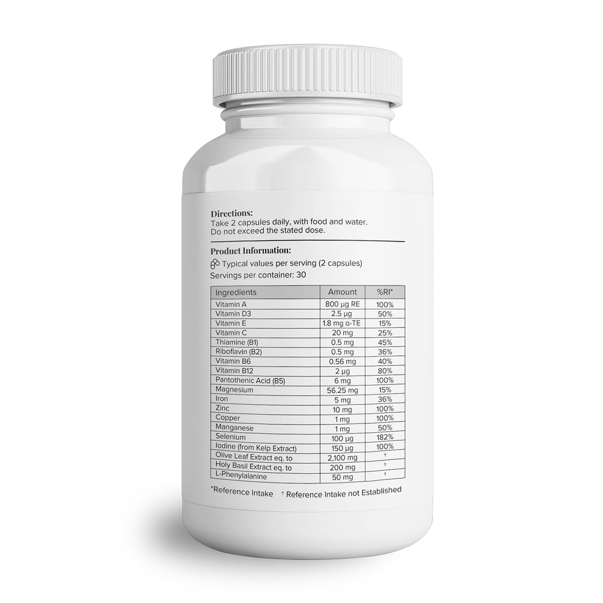 Theonia Thyroid Complex Supplement - Copper, Iron, Zinc, Selenium, Vitamin B Blend - Advanced Thyroid Function - 60 Capsules/30 Servings - Non-GMO, Vegan