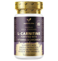 Euphoria Bliss L-Carnitine Capsules 3000mg - L-Carnitine Formula with Vitamins D & B - High Strength L-Carnitine Tartrate Supplement – 120 Vegan Tablets – Supports Energy, Metabolism, & Reduces Tiredness & Fatigue