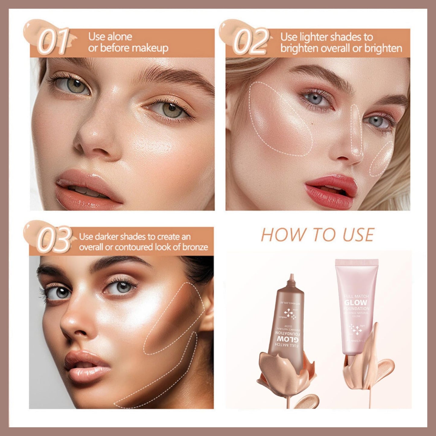 SHEBEEDO Natural Glow Illuminator Glotion,True Match Natural Glow Enhancer,Bronzing Drops Makeup Highlighter For Radiant,Hydrating Moisturizing Highlighter Lightweight Base For Face & Body,Medium