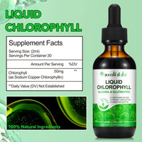 Liquid Chlorophyll Drops, 60ML Natural Chlorophyll for Internal Detox & Cleanes, Energy Booster, Digestion Supports Mint Flavour