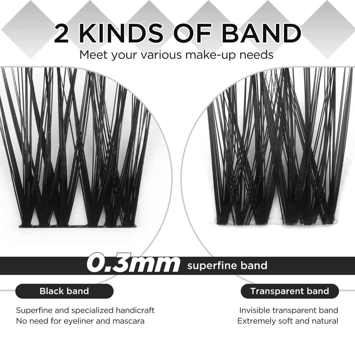 LASHVIEW Cluster Lashes,DIY Eyelash Extension 3D Extended Natural Look Reusable Glue Bonded Black Super Thin Band 24 Lash Clusters(0.07 12mm Black Band-CRISS CROSS)