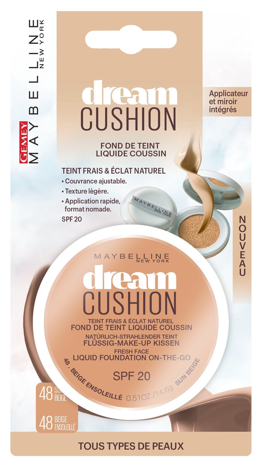 Maybelline Dream Cushion Liquid Foundation 48 Beige Ensoleillé 14,6 g
