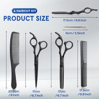 JASON Hairdressing Scissors Set Professional - Hair Scissors Set (Hair Cutting Scissors&Thinning Scissors) 6.5" Hair Scissors Hairdressing Scissors for Hairdresser/Beginner Hairdresser Set, Black